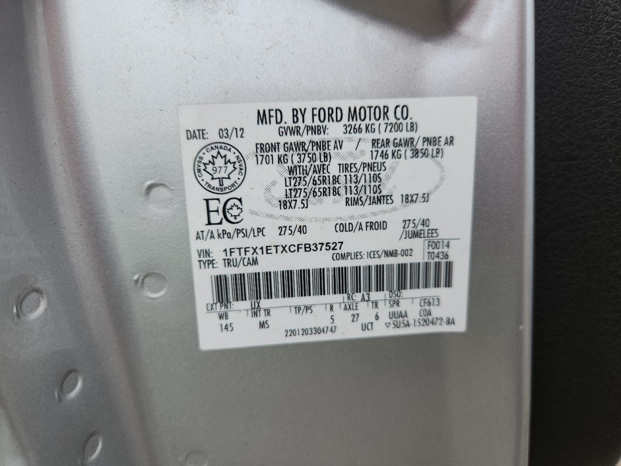 2012 FORD F-150