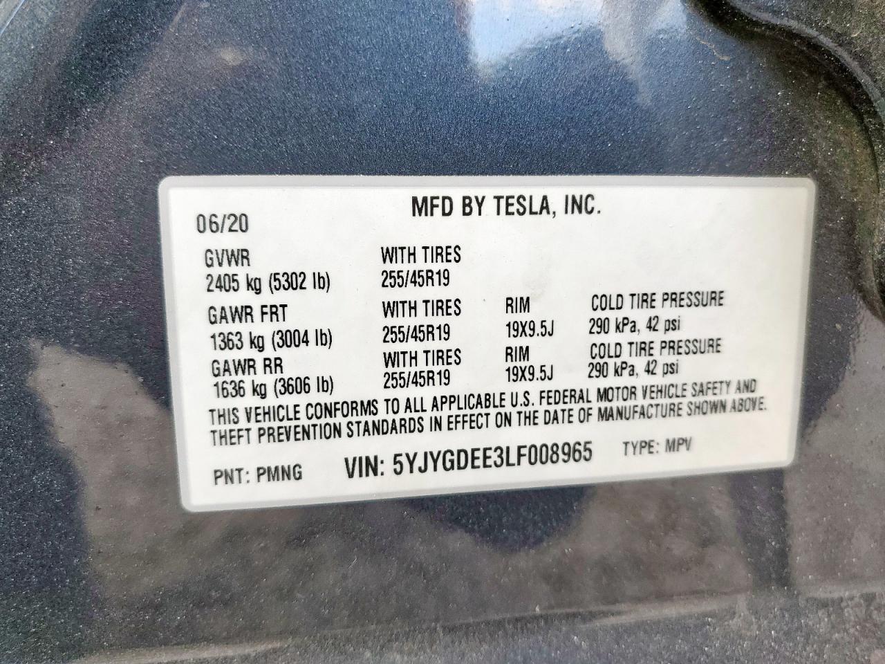 2020 TESLA MODEL Y
