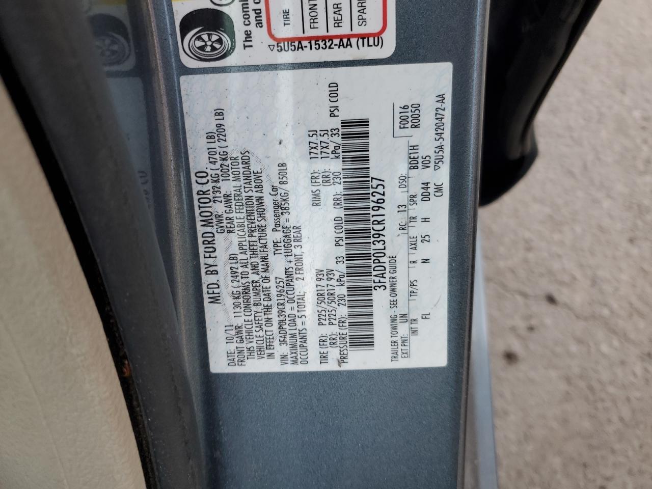 2012 FORD FUSION