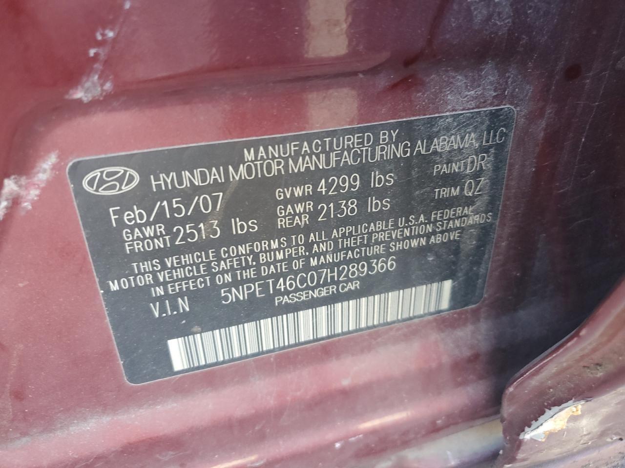 2007 HYUNDAI SONATA