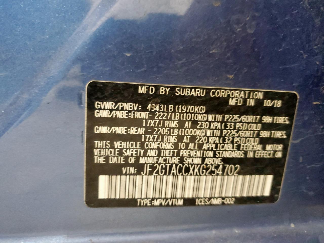 2019 SUBARU Crosstrek