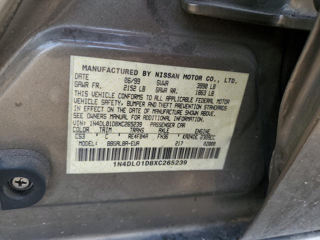 1999 NISSAN ALTIMA