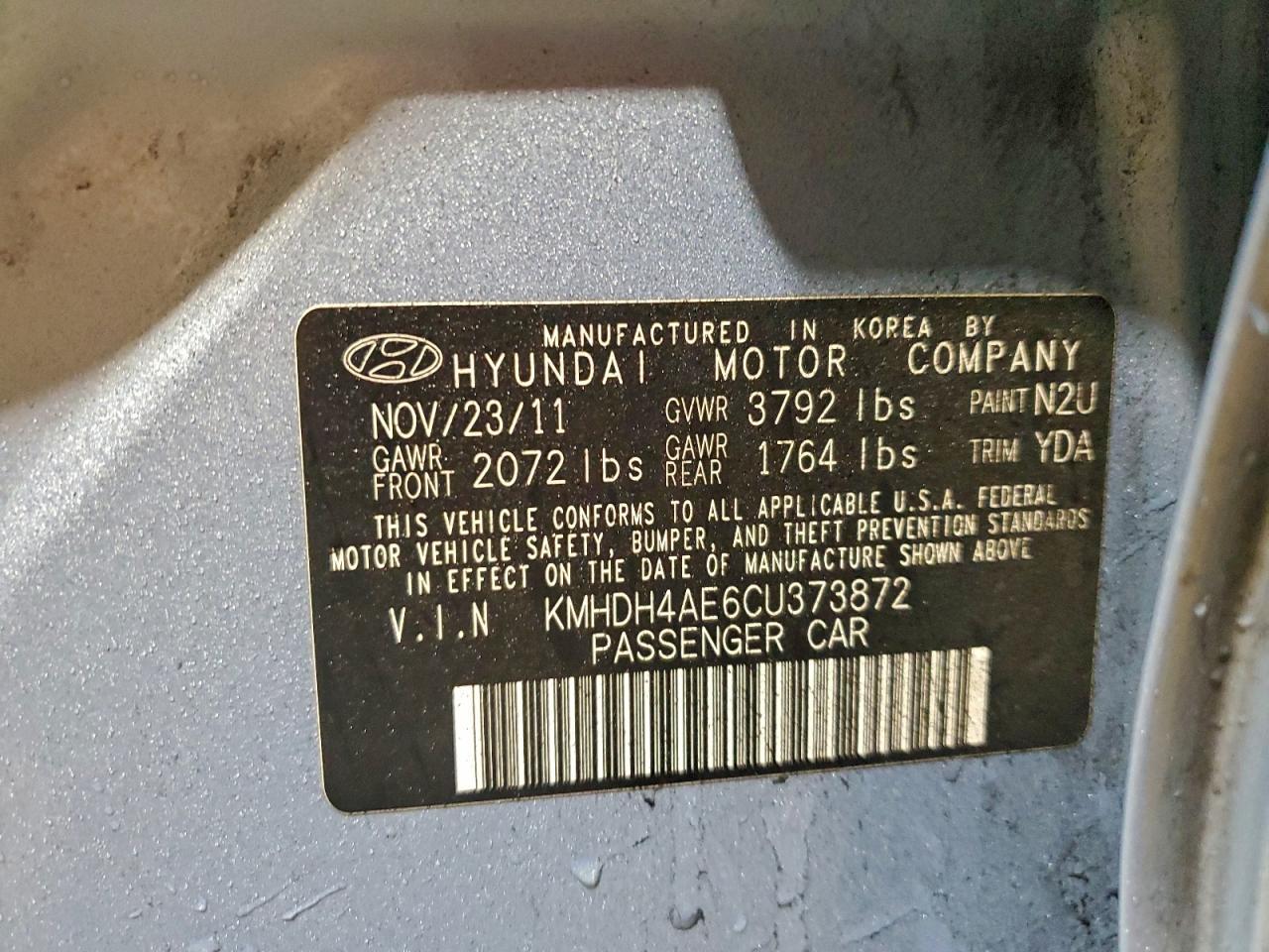 2012 HYUNDAI ELANTRA