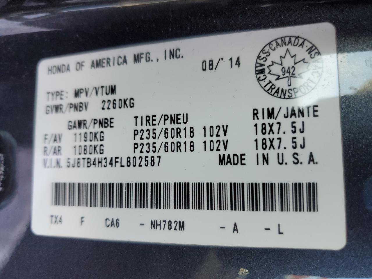 2015 ACURA RDX