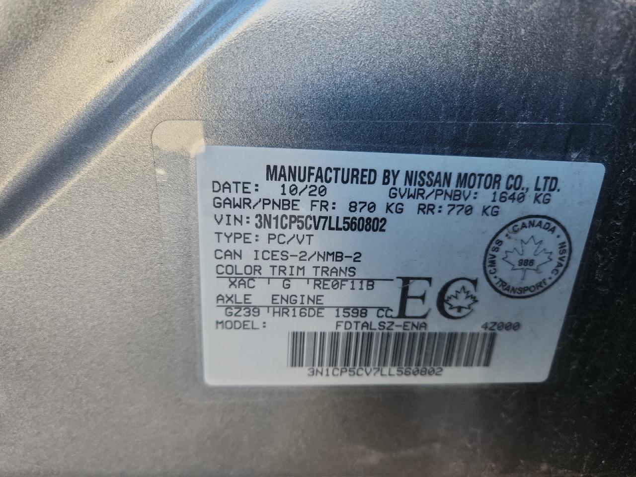 2020 NISSAN KICKS