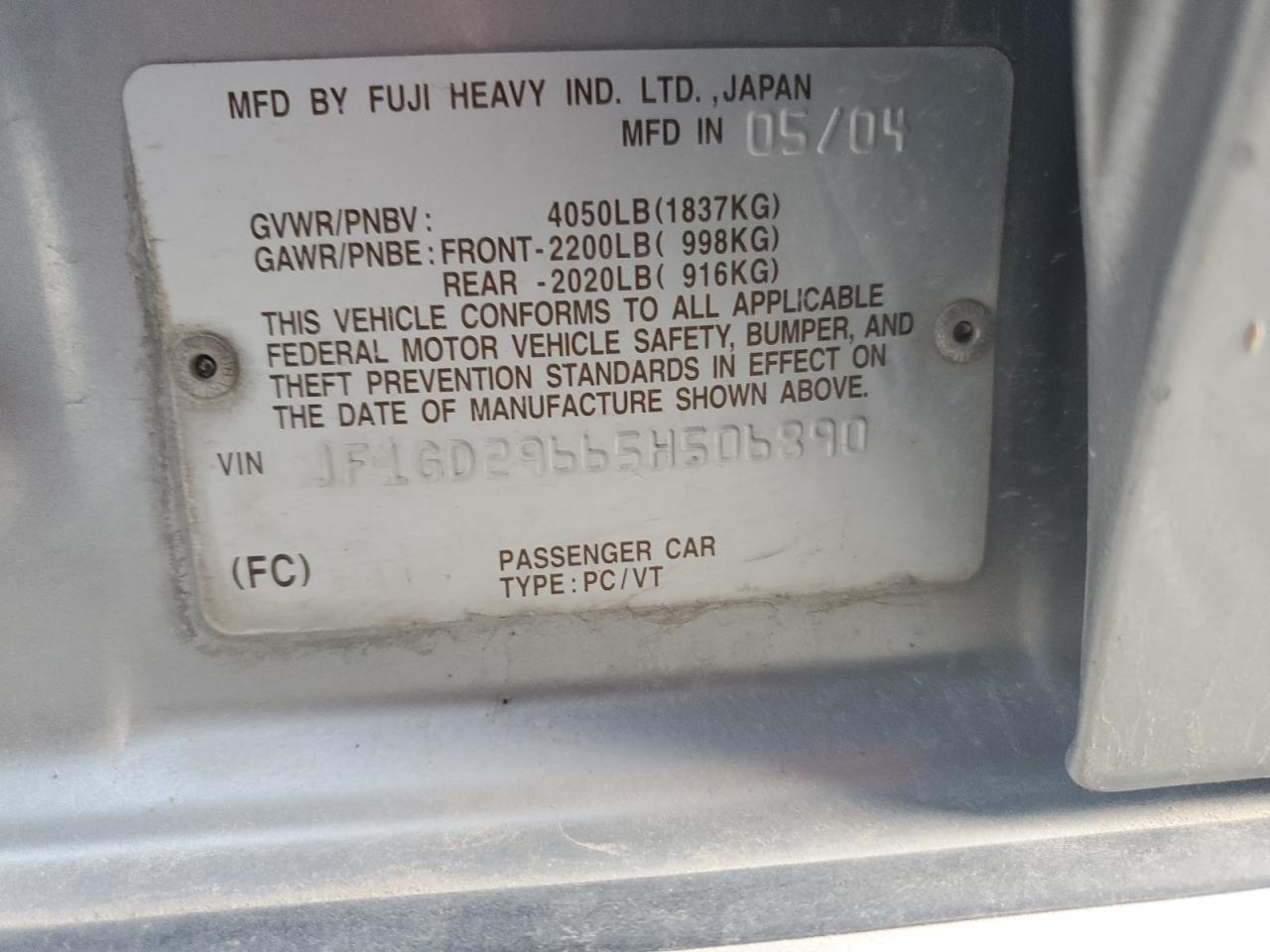 2005 SUBARU IMPREZA