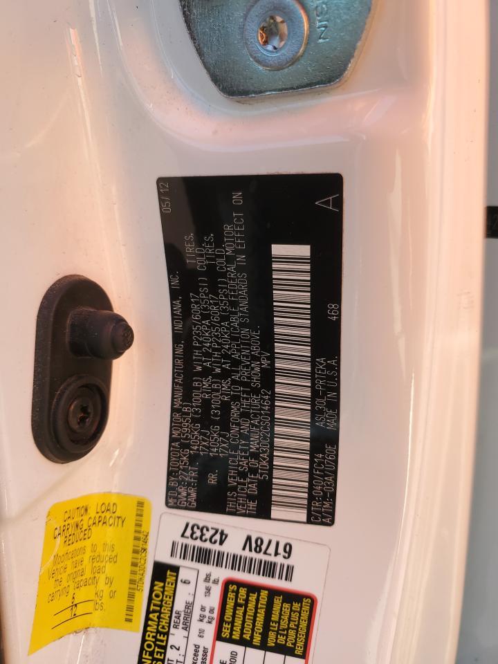 2012 TOYOTA SIENNA