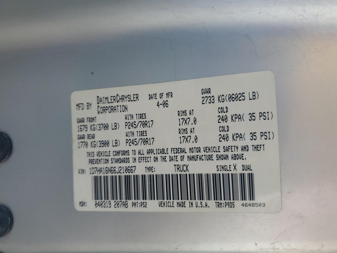 2006 DODGE RAM 1500