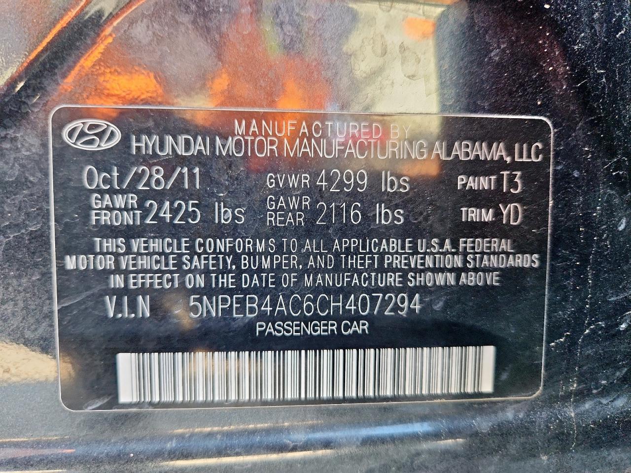 2012 HYUNDAI SONATA