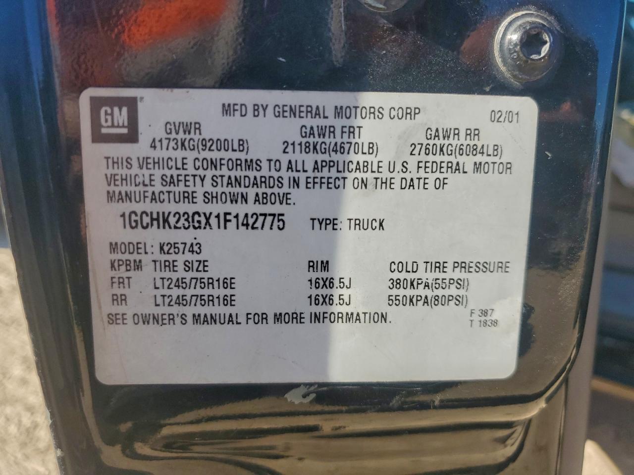 2001 CHEVROLET Silverado 2500