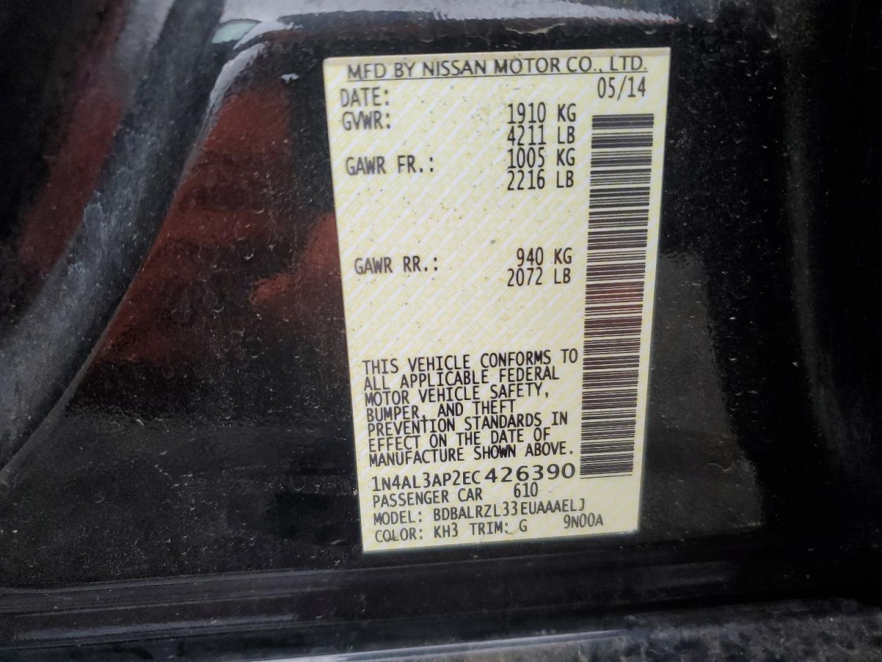 2014 NISSAN ALTIMA