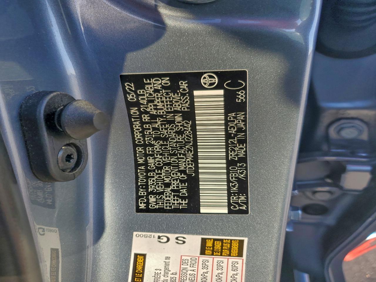 2022 TOYOTA COROLLA