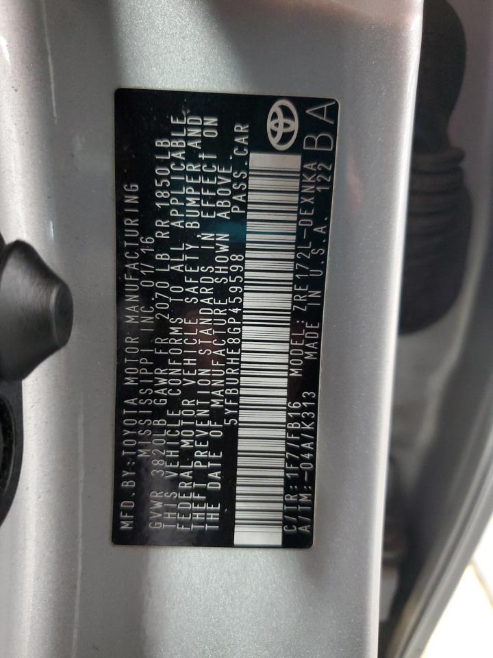 2016 TOYOTA COROLLA