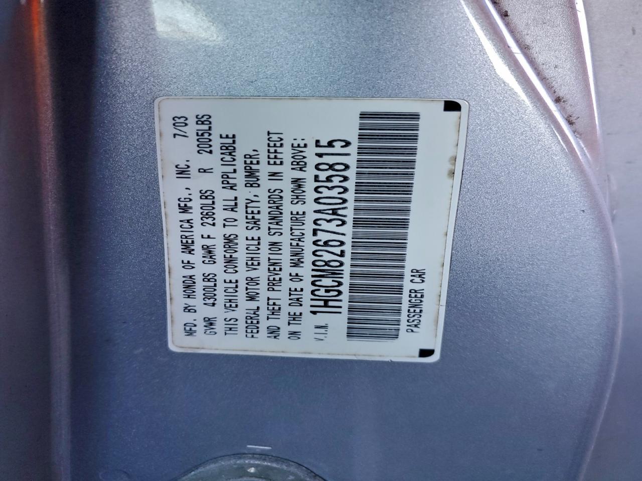 2003 HONDA ACCORD