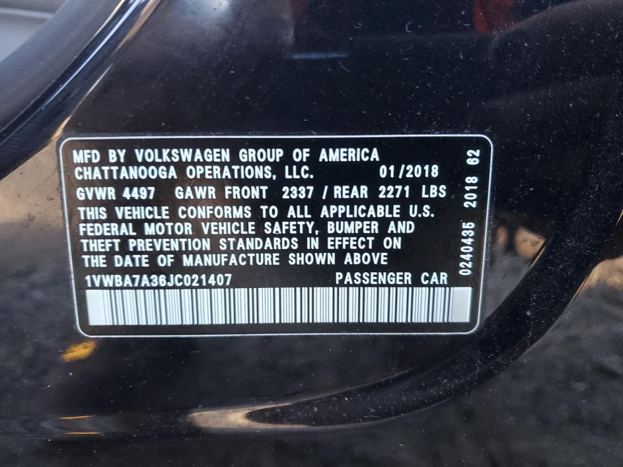 2018 VOLKSWAGEN Passat