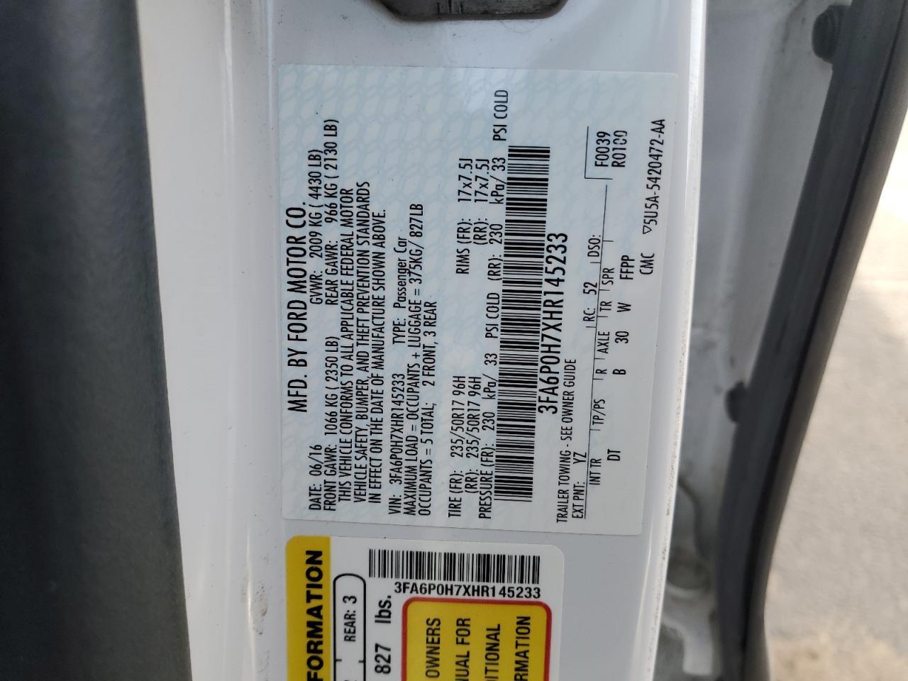 2017 FORD FUSION