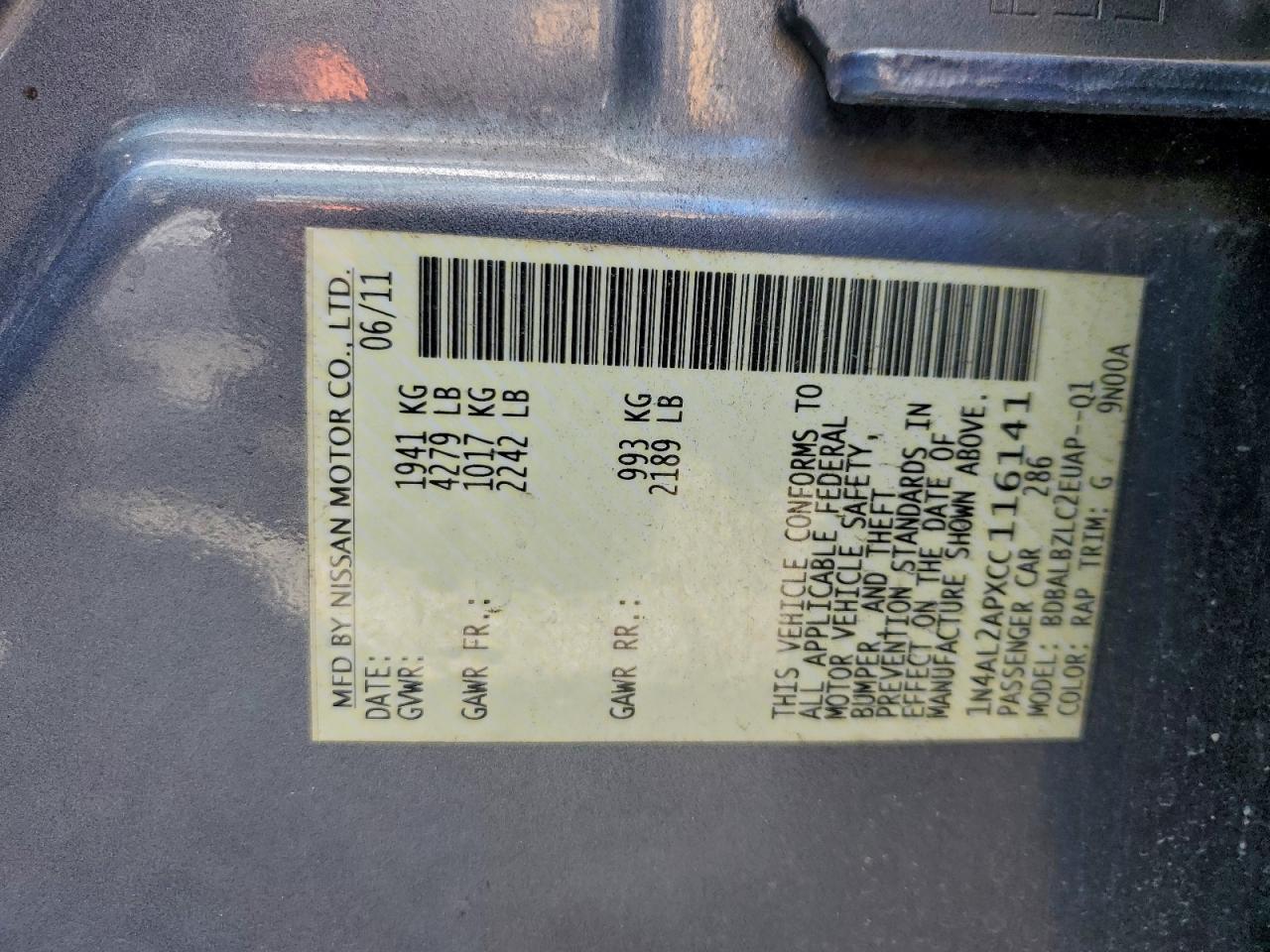 2012 NISSAN ALTIMA