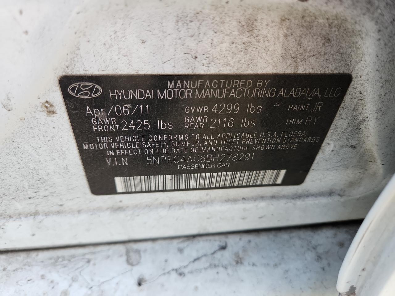 2011 HYUNDAI SONATA