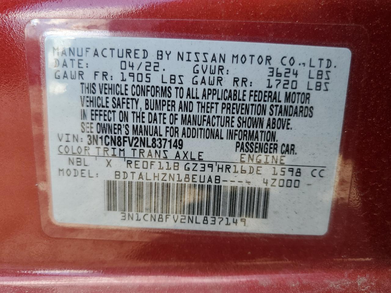 2022 NISSAN VERSA