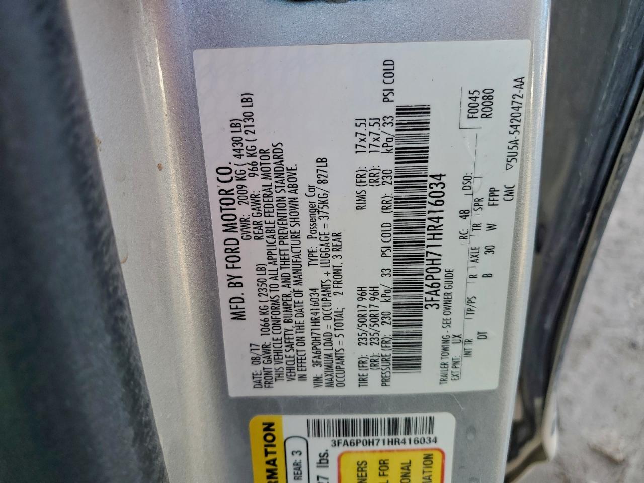 2017 FORD FUSION