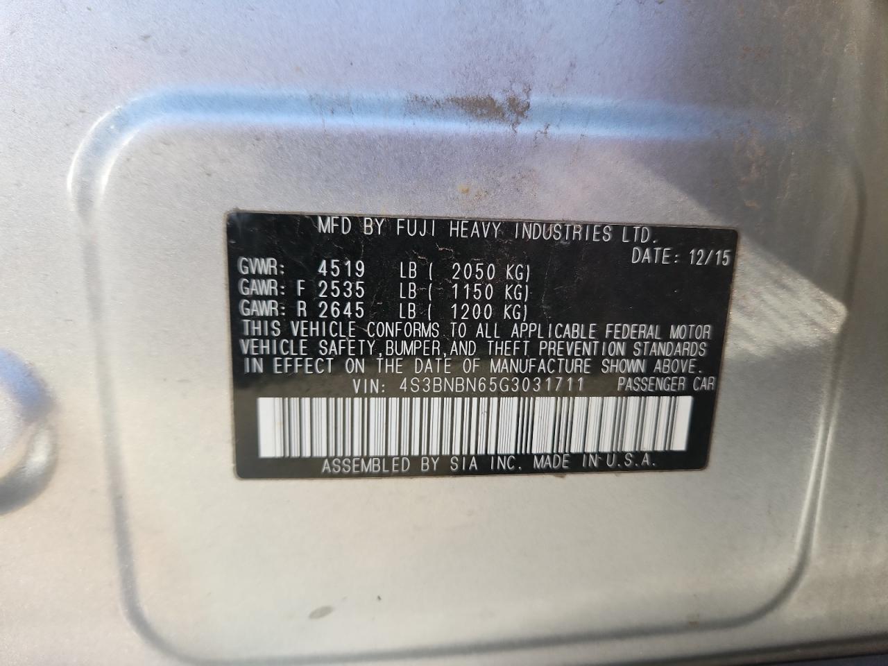 2016 SUBARU Legacy