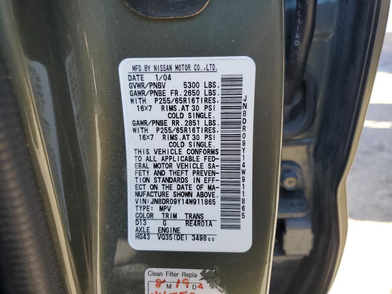 2004 NISSAN PATHFINDER