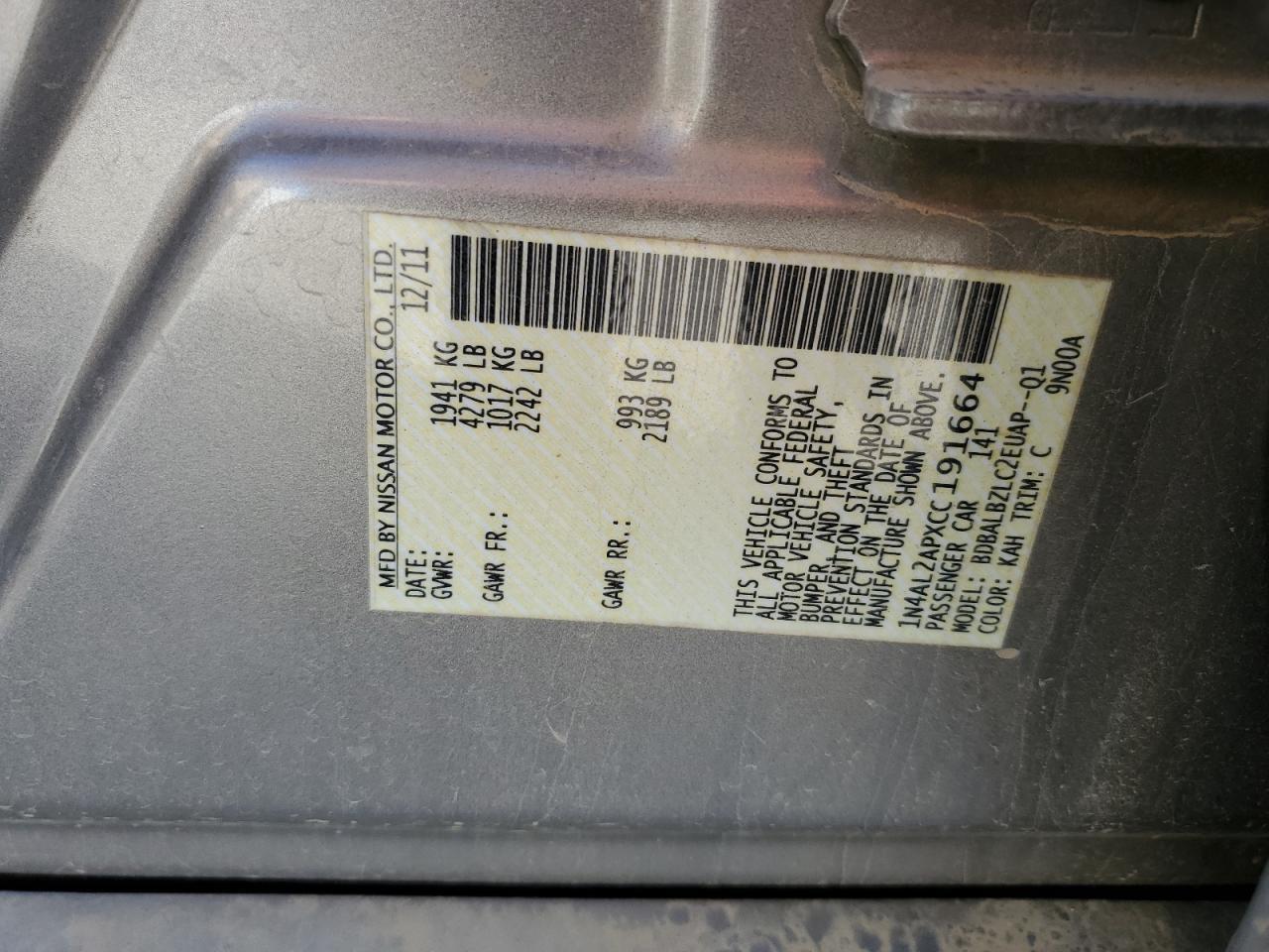 2012 NISSAN ALTIMA