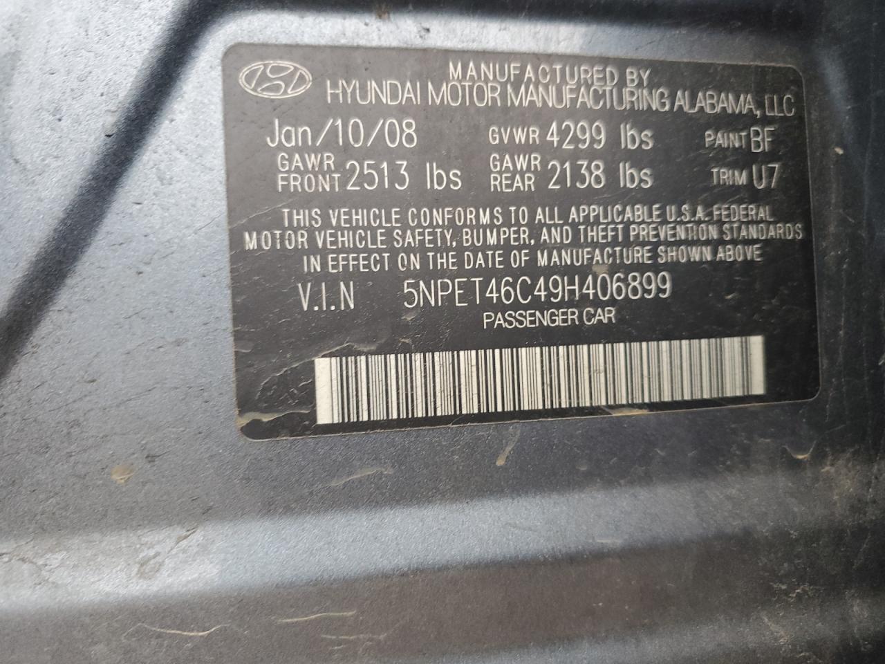 2009 HYUNDAI SONATA