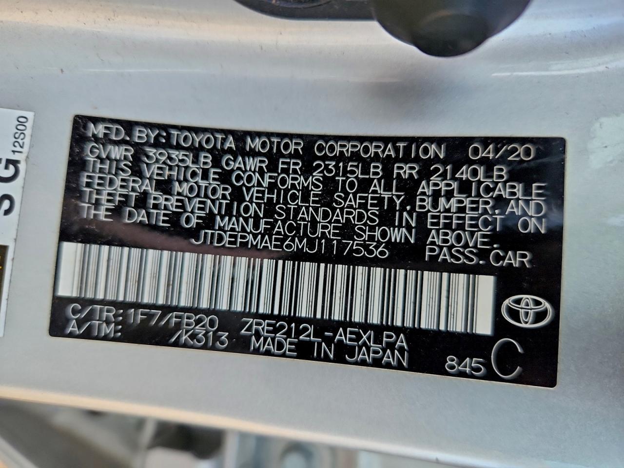 2021 TOYOTA COROLLA