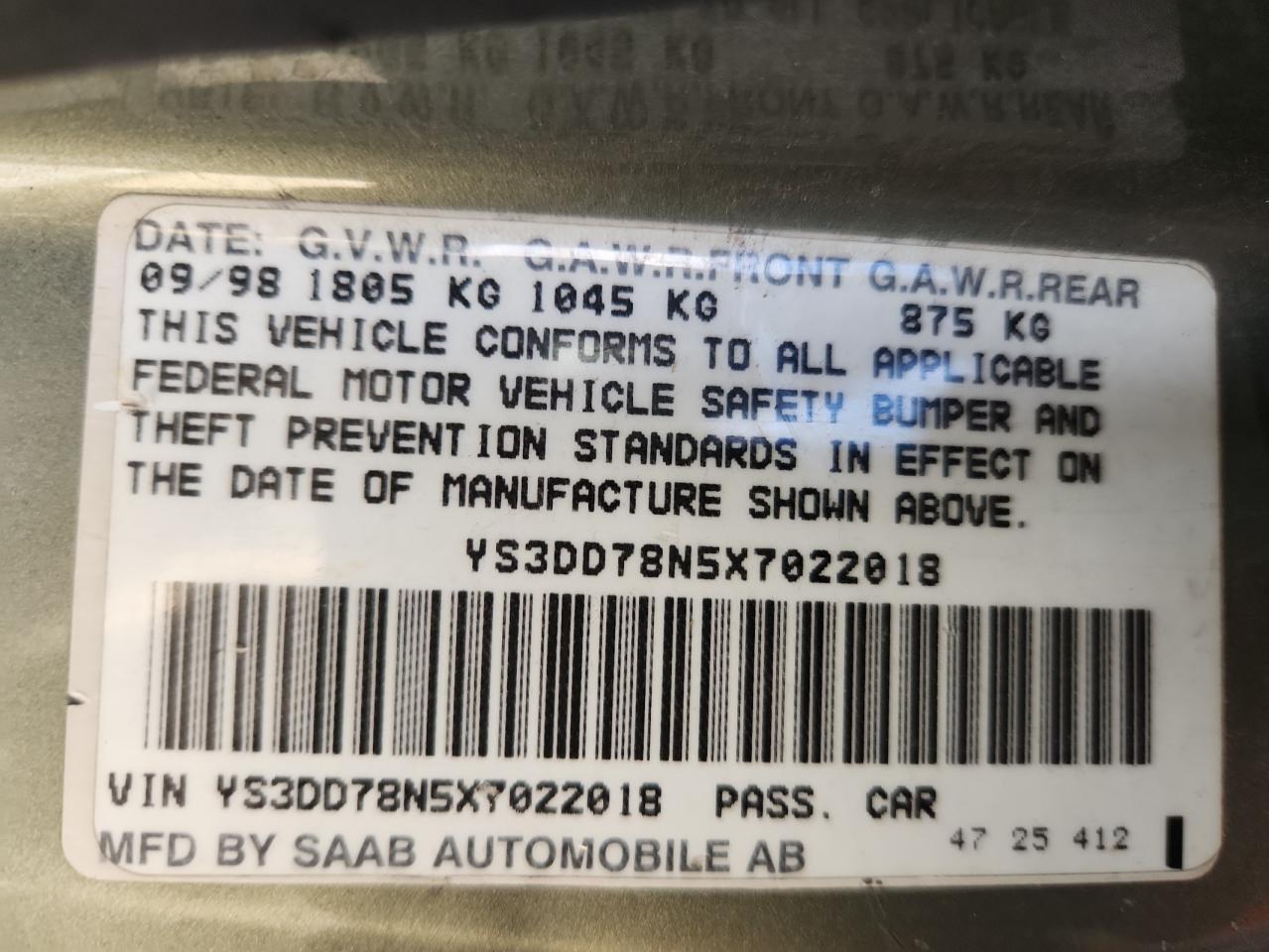 1999 SAAB 9-3