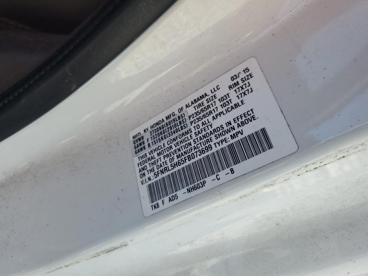 2015 HONDA ODYSSEY