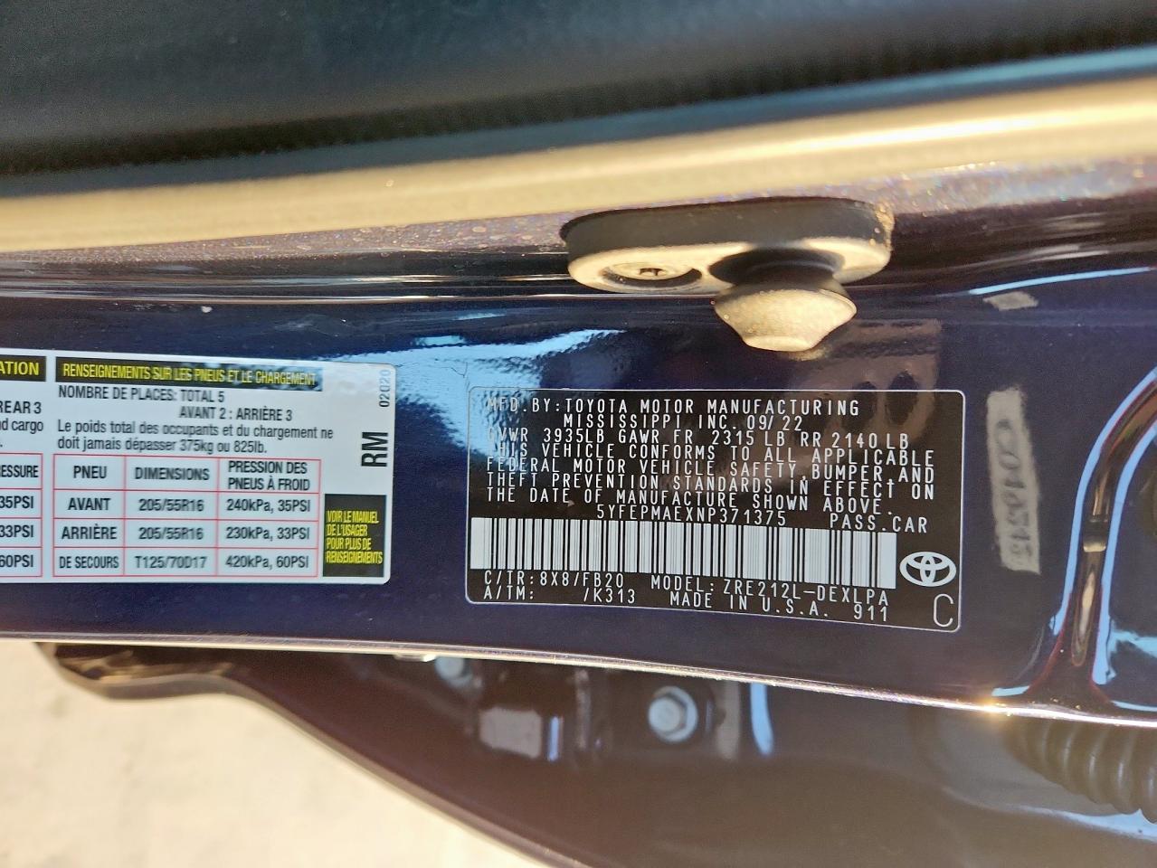 2022 TOYOTA COROLLA