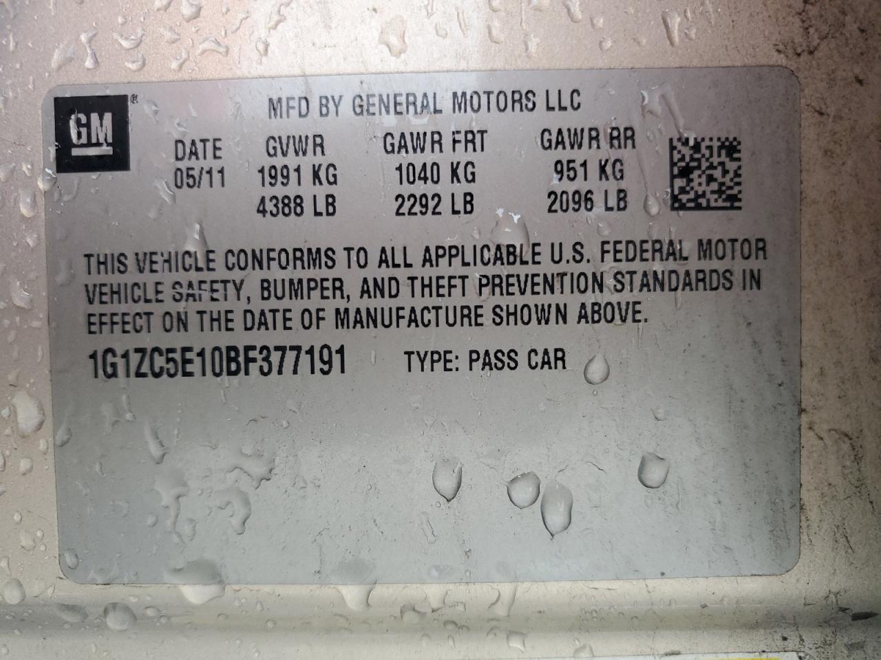2011 CHEVROLET MALIBU