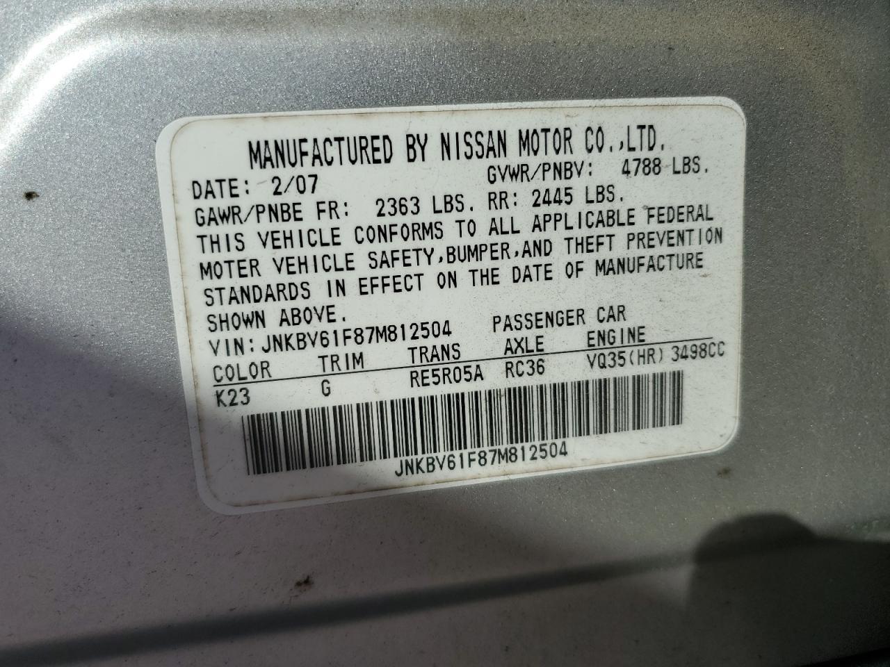 2007 INFINITI G35