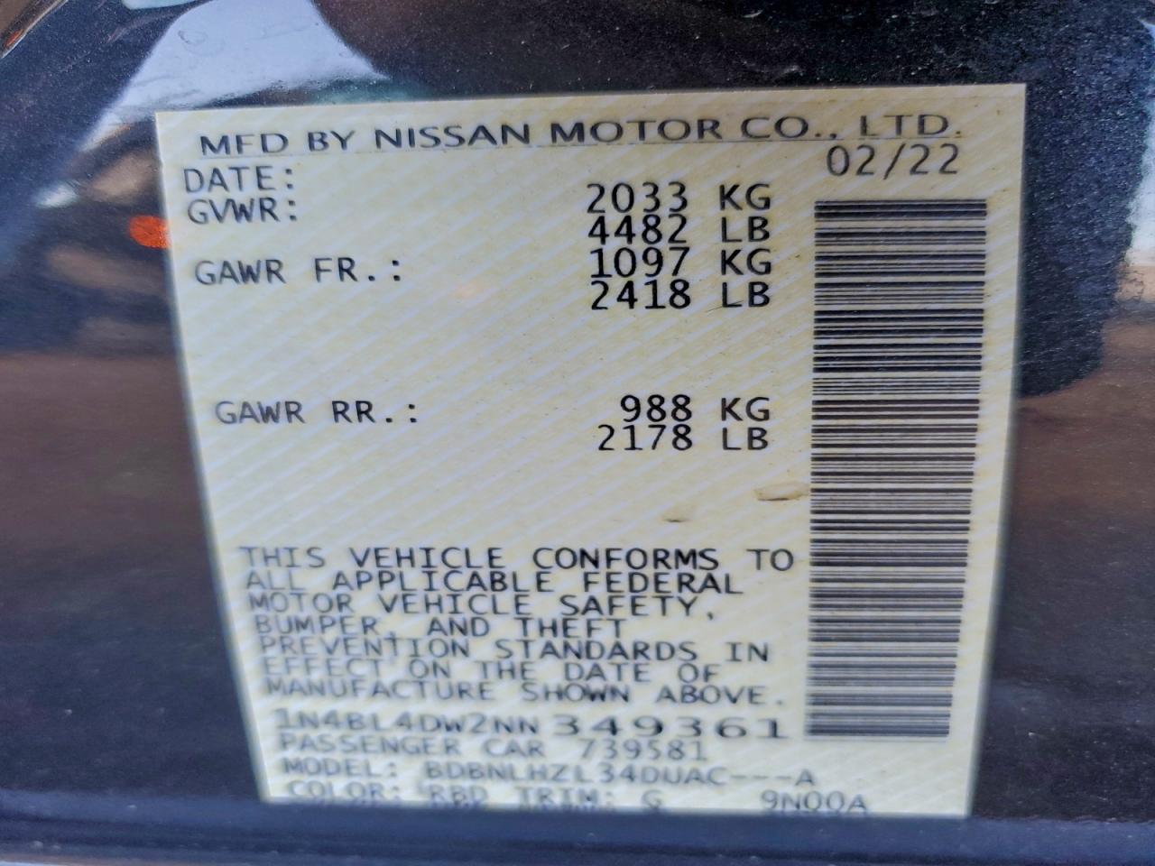 2022 NISSAN ALTIMA