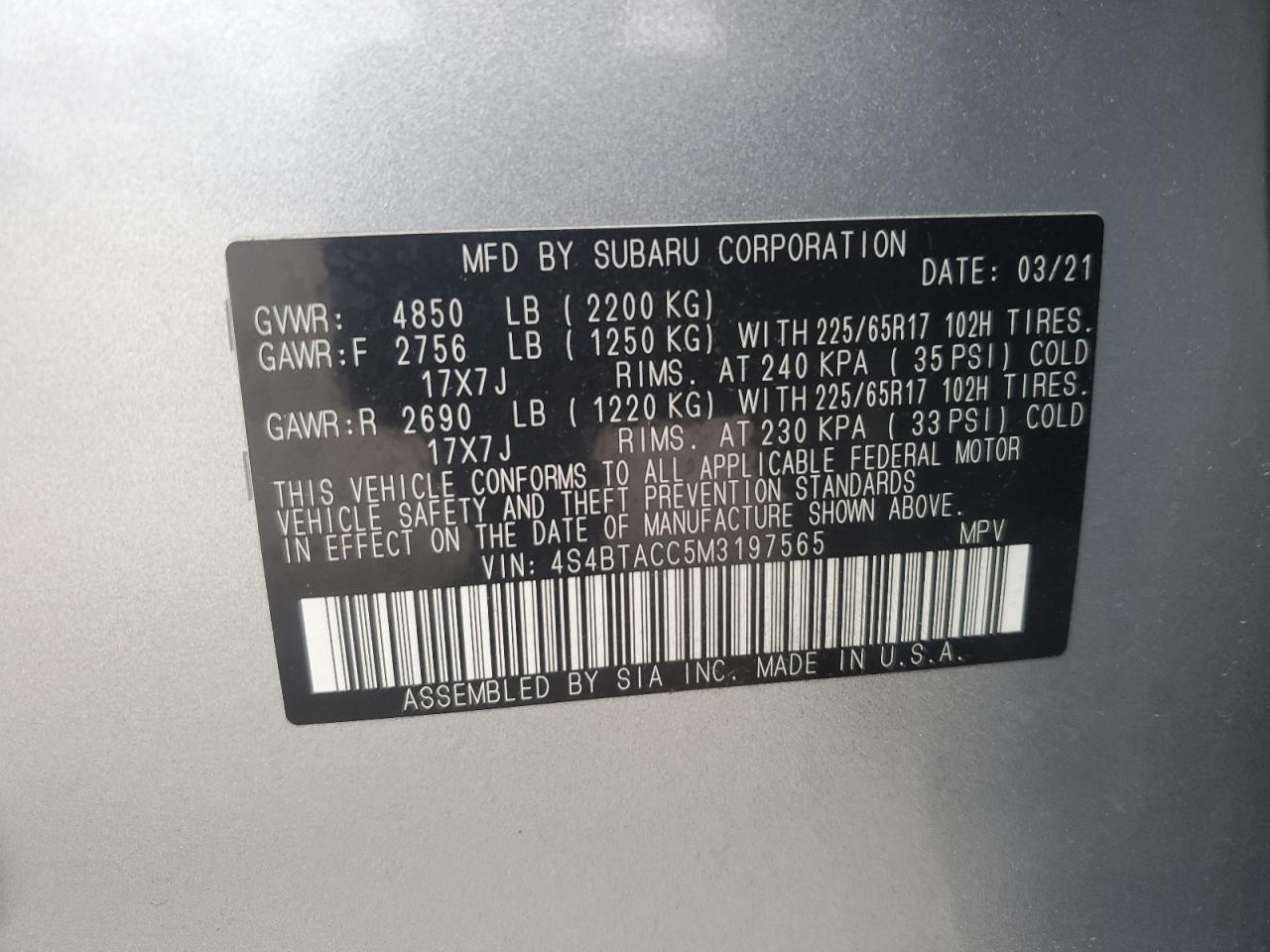2021 SUBARU Outback