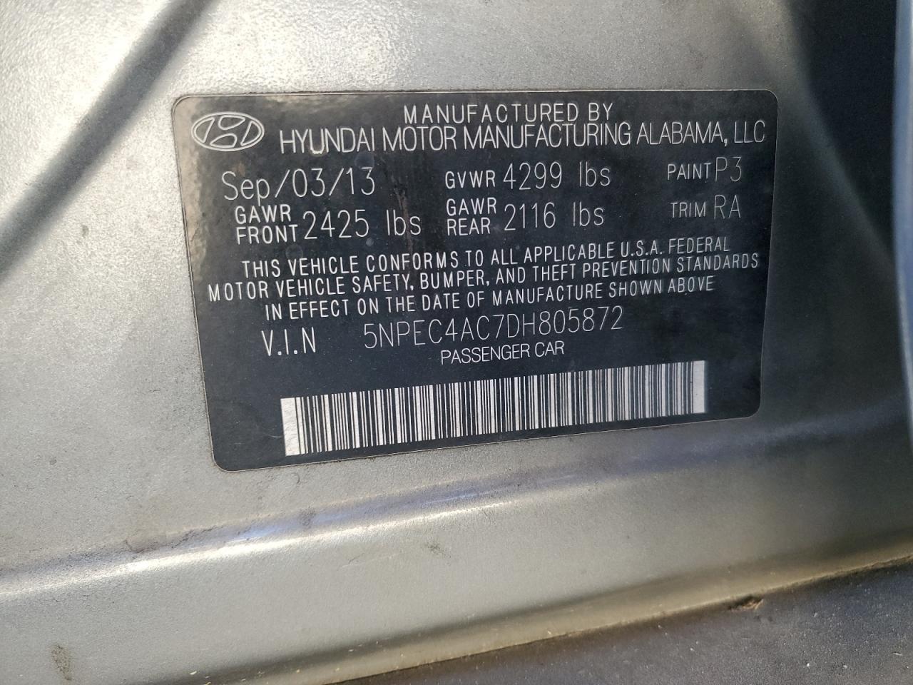2013 HYUNDAI SONATA