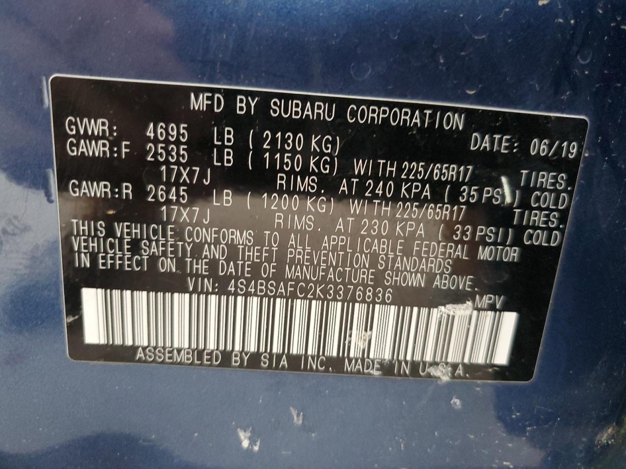 2019 SUBARU Outback