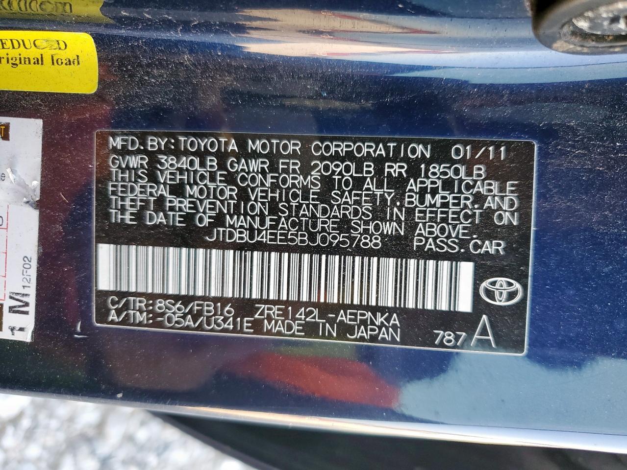 2011 TOYOTA COROLLA
