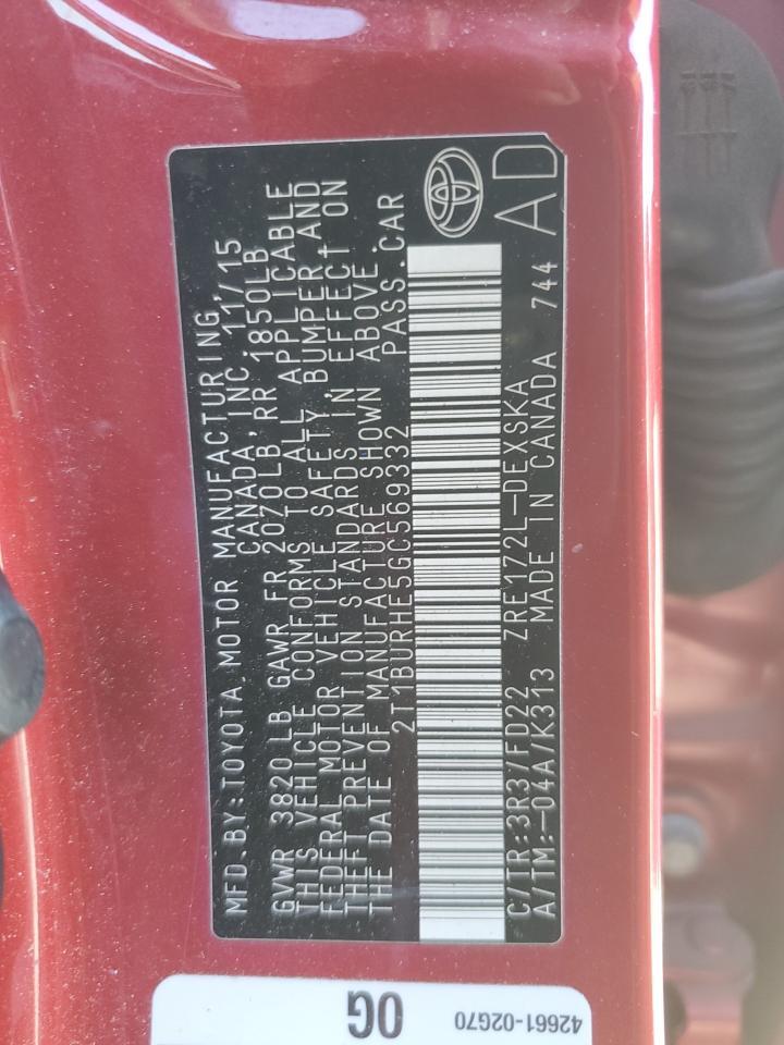 2016 TOYOTA COROLLA