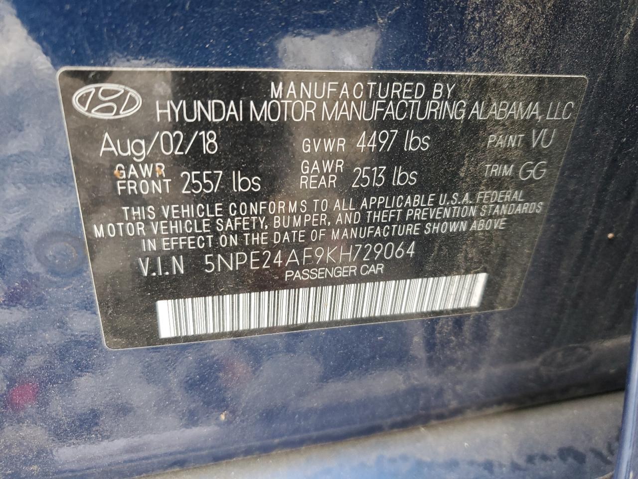 2019 HYUNDAI SONATA