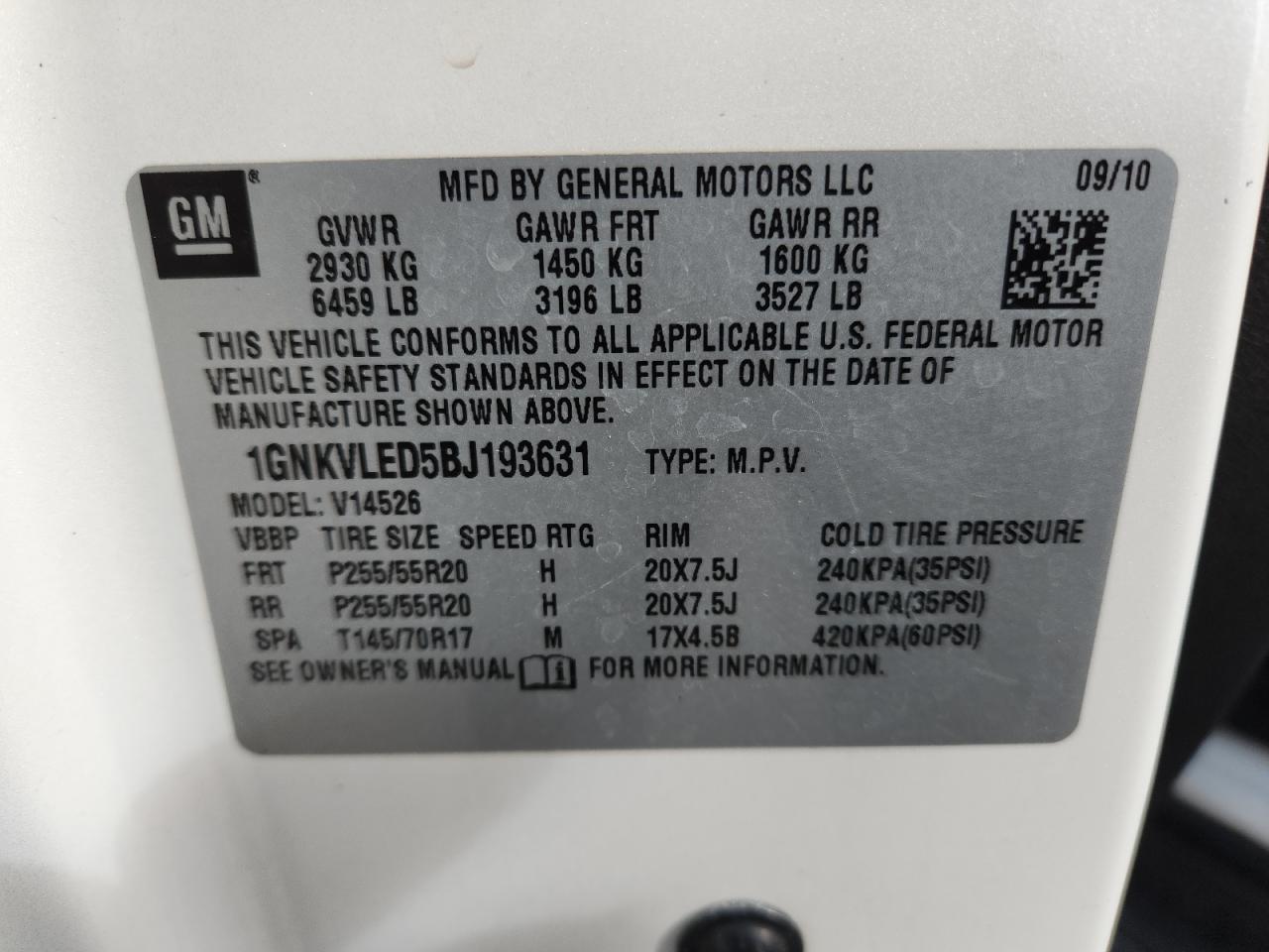 2011 CHEVROLET TRAVERSE