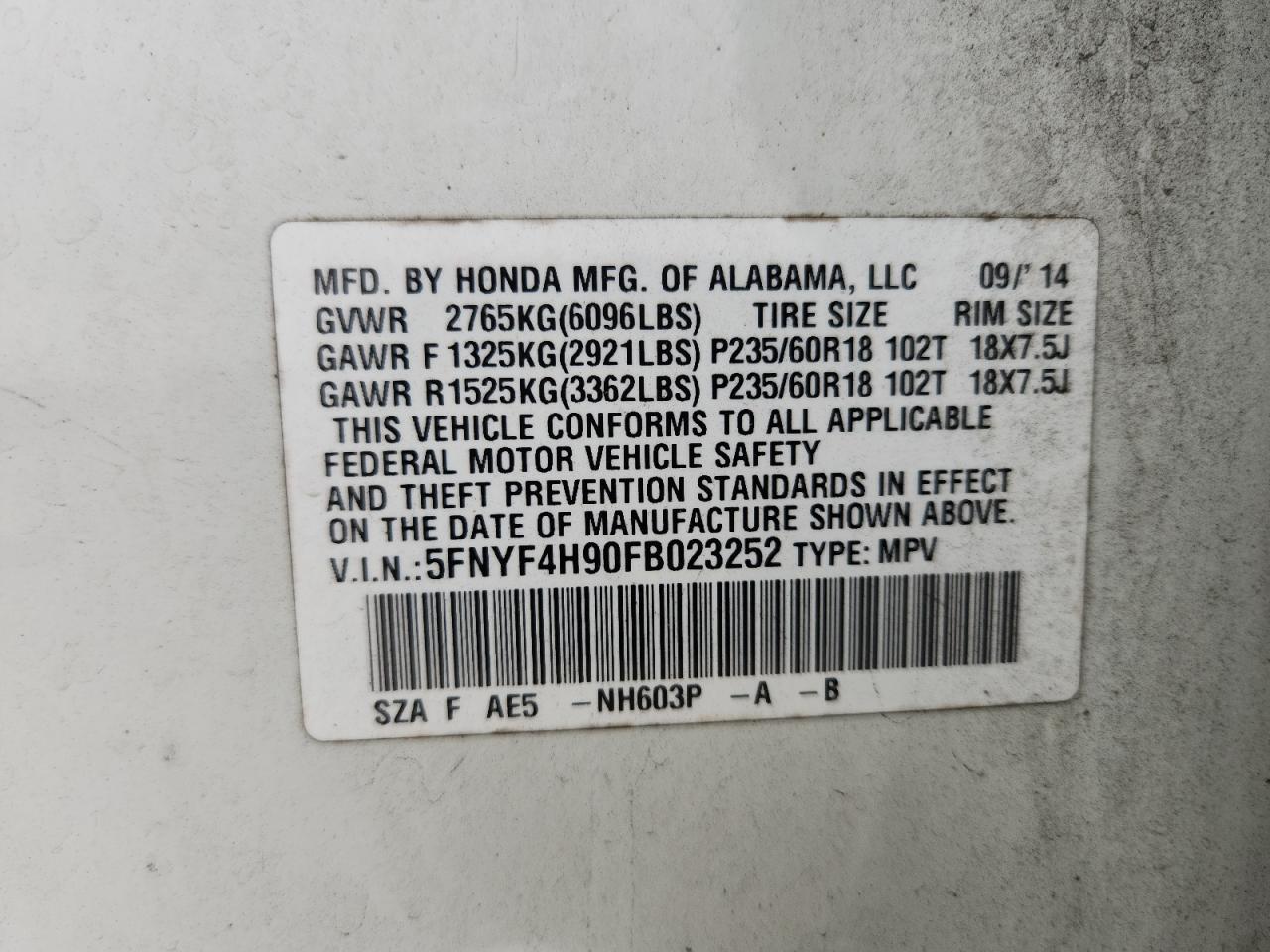 2015 HONDA PILOT