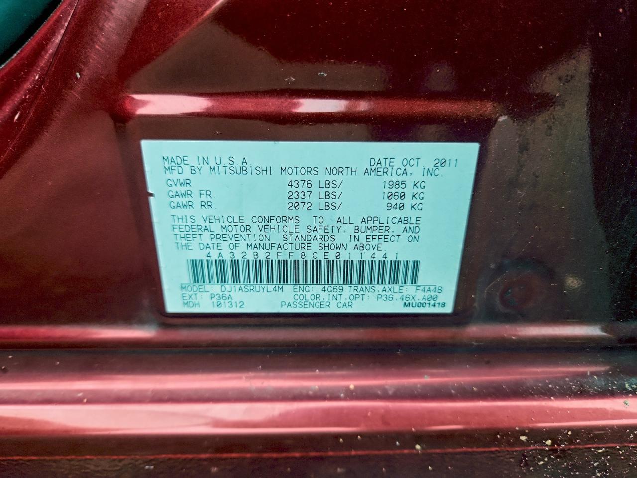 2012 MITSUBISHI Galant