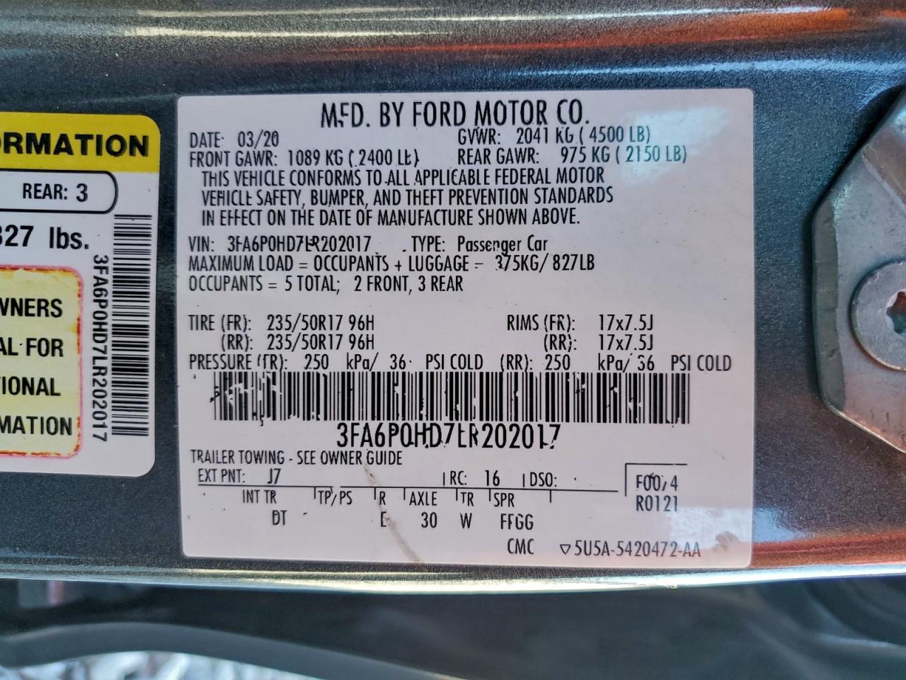 2020 FORD FUSION