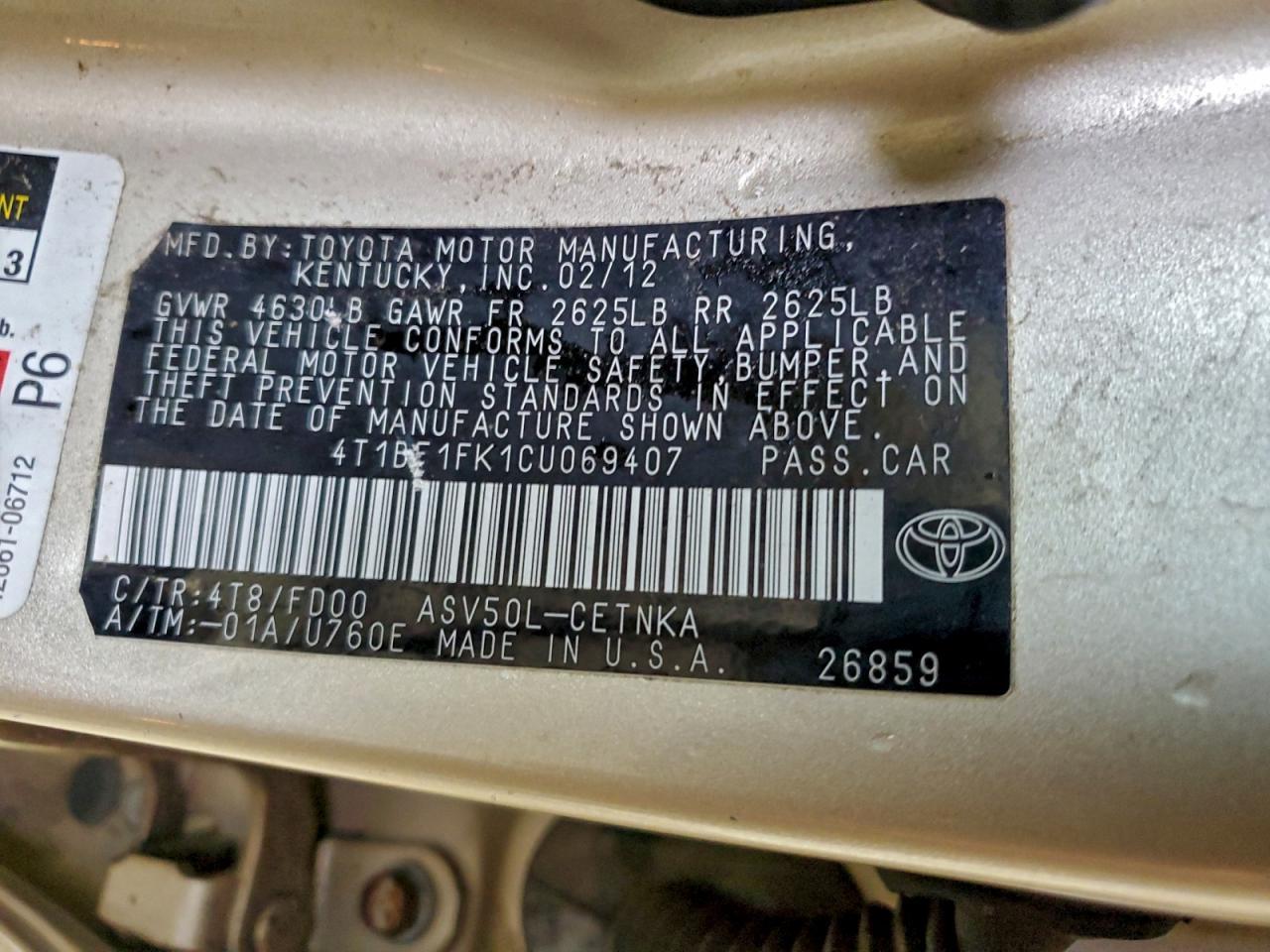 2012 TOYOTA CAMRY