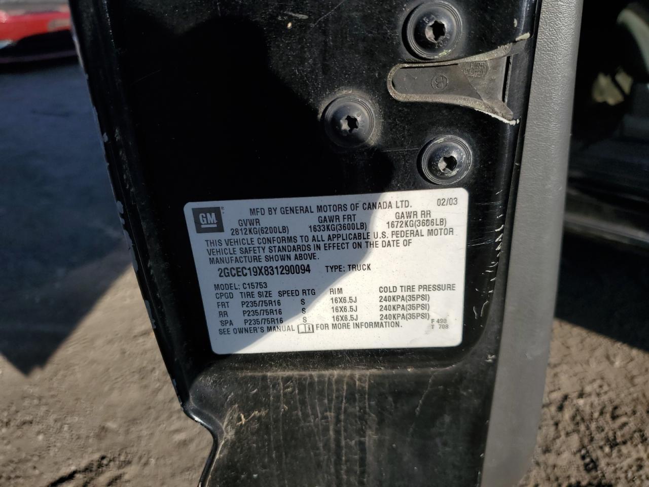 2003 CHEVROLET SILVERADO 1500