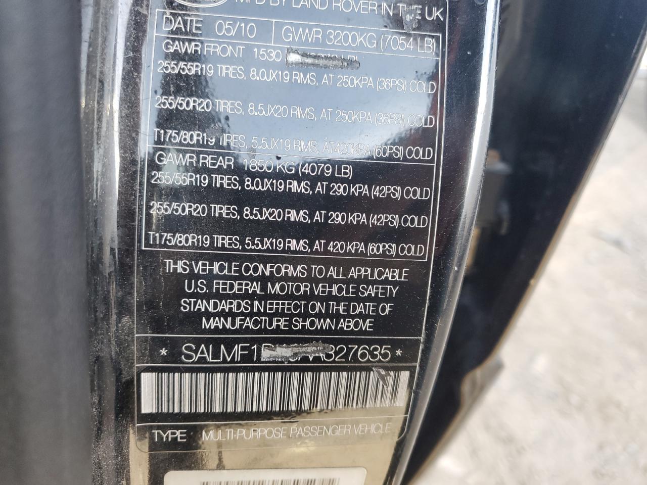2010 LAND ROVER RANGE ROVER