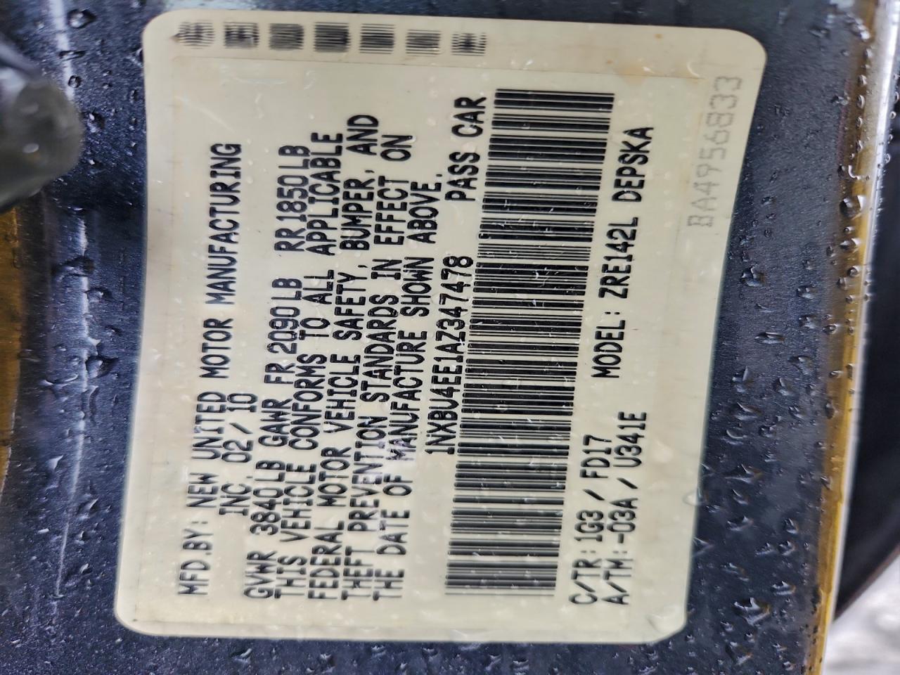 2010 TOYOTA COROLLA