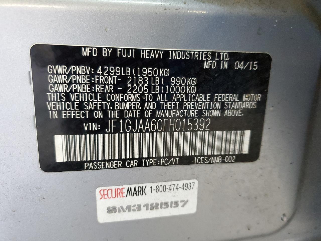 2015 SUBARU IMPREZA